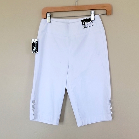 New with Tags Ethyl White Pull on Embellished Capri Pants Size 16 - Picture 1 of 3
